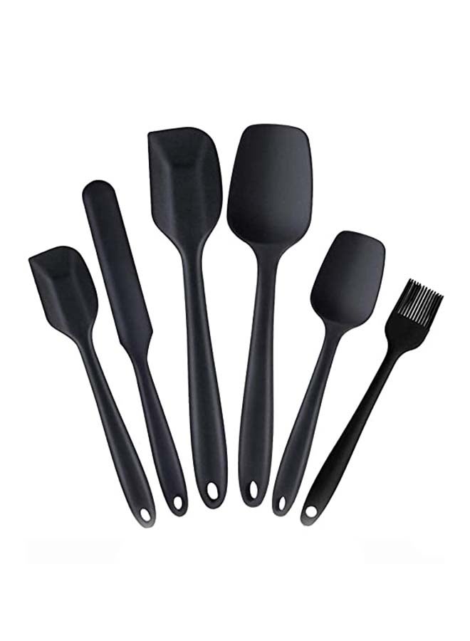 Generic 6-Pieces Flexible Non-Stick Heat Resistant Silicone Spatula For Cooking, Baking And Mixing black  - Image 1