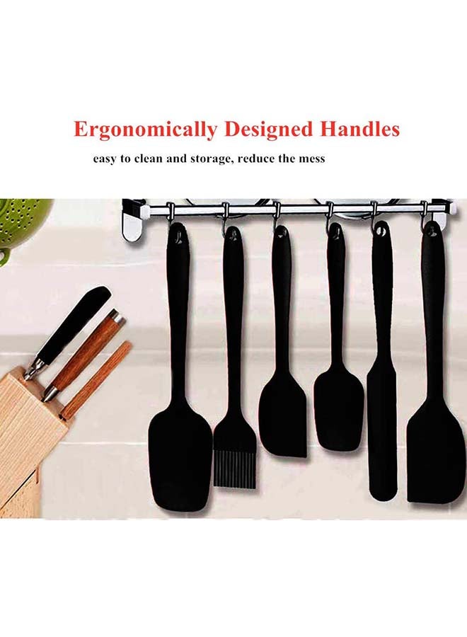 Generic 6-Pieces Flexible Non-Stick Heat Resistant Silicone Spatula For Cooking, Baking And Mixing black  - Image 2