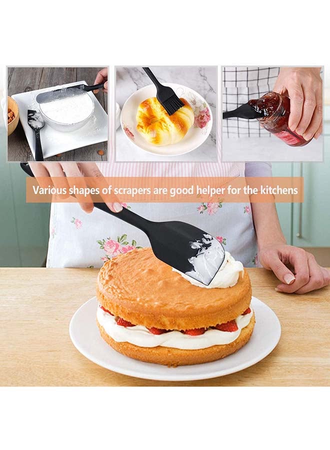 Generic 6-Pieces Flexible Non-Stick Heat Resistant Silicone Spatula For Cooking, Baking And Mixing black  - Image 3