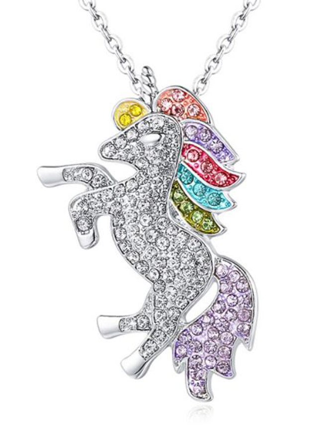 شاربدو قلادة بدلاية على شكل أحادي القرن مرصعة بحجر الراين - Image 2