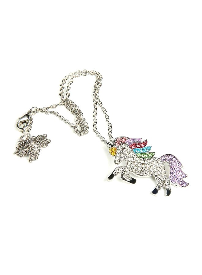 شاربدو قلادة بدلاية على شكل أحادي القرن مرصعة بحجر الراين - Image 5