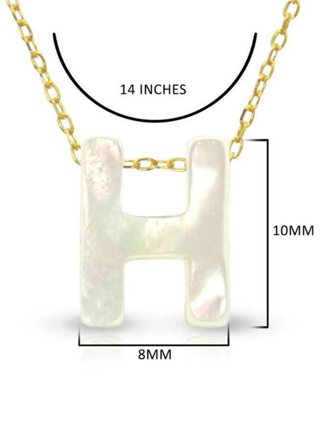 Vera Perla 18 Karat Gold H Letter Mother Of Pearl Pendant Necklace - Image 2