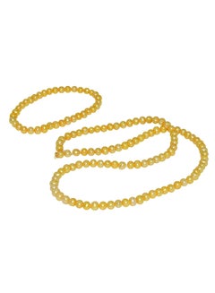 10 Karat Gold Pearl Strand Necklace And Elastic Bracelet Set