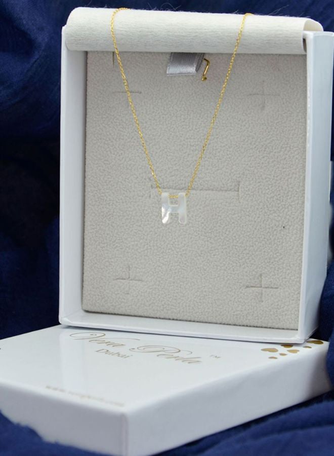 Vera Perla 18 Karat Gold H Letter Mother Of Pearl Pendant Necklace - Image 4