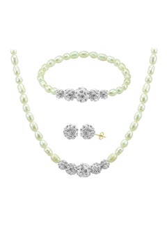 Vera Perla Crystal Balls And Pearls Strand Jewellery Set  - Image 1