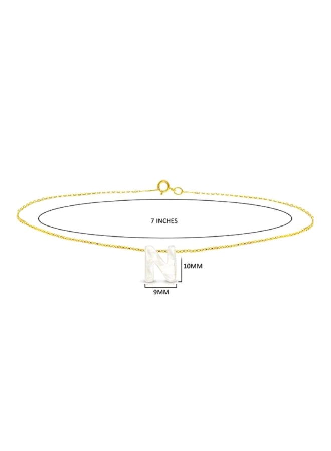 Vera Perla 18 Karat Gold N Mother Of Pearl Charm Bracelet  - Image 2