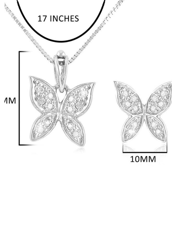 Vera Perla - Butterfly Necklace And Earrings Set - Image 1