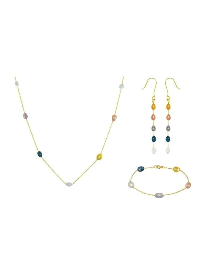 Vera Perla 18 Karat Gold Multi-coloured Pearls Jewelry Set  - Image 1
