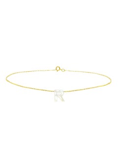 18 Karat Gold R Letter Mother Of Pearl Charm Bracelet