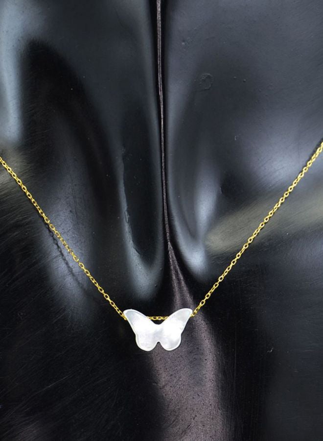 Vera Perla - 18 Karat Gold Small Butterfly Mother Of Pearl Necklace - Image 1
