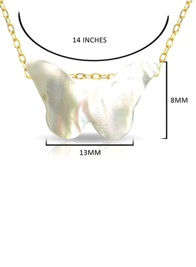 Vera Perla - 18 Karat Gold Small Butterfly Mother Of Pearl Necklace - Image 1