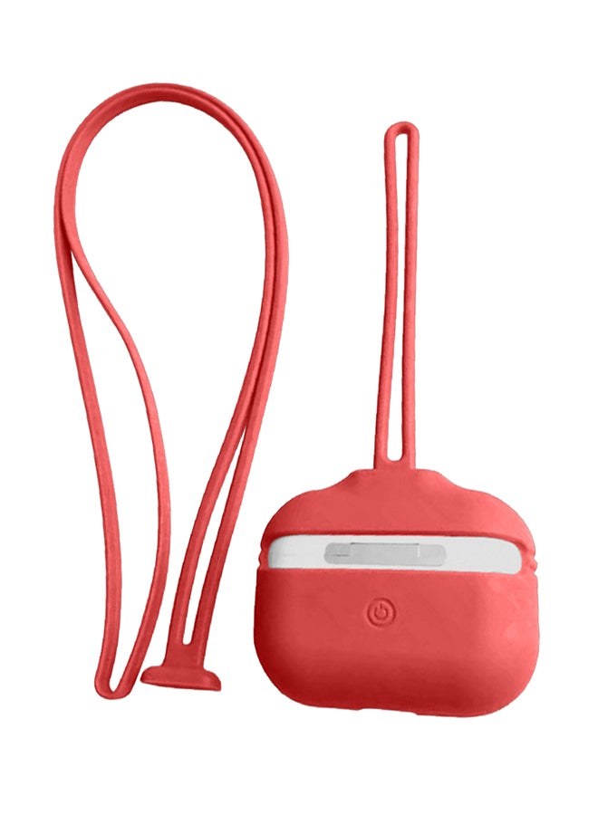 INEIX - Protective Case Cover For Apple AirPods Pro With Hand And Neck Strap Red - Image 1