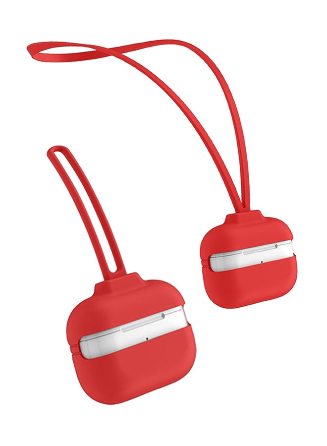 INEIX - Protective Case Cover For Apple AirPods Pro With Hand And Neck Strap Red - Image 1