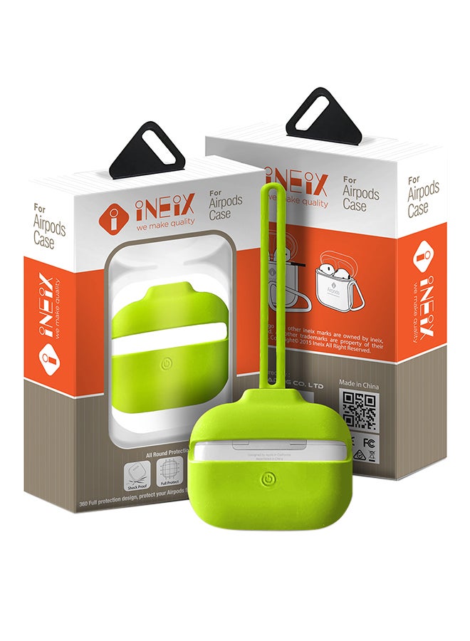 INEIX - 3-Piece Silicone Case With Strap For Apple AirPods Pro Fluorescent Green - Image 1