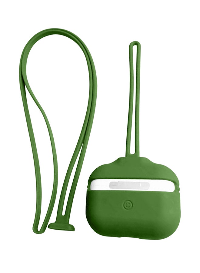 INEIX Protective Case Cover With Hand And Neck Strap For Apple AirPods Pro Dark Green - Image 4