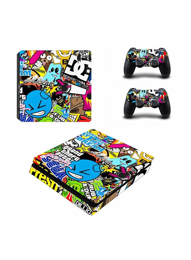 Decalac 3-Piece Fantastic Mixed Games PlayStation 4 Slim Vinyl Skin Sticker Decal For Ps4 Slim And Console Set