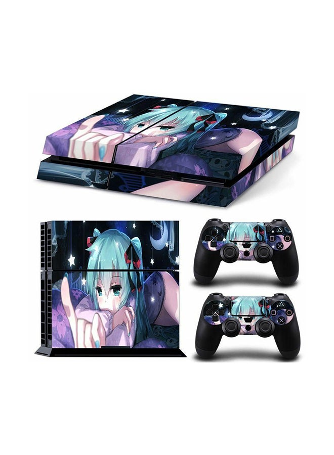 3-Piece Animation Printed Gaming Console And Controller Skin Sticker Set For PlayStation 4