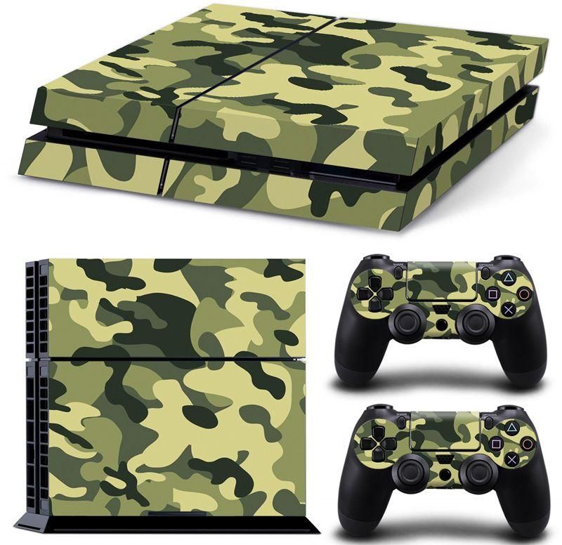 3-Piece Excellent Army  Printed Gaming Console And Controller Skin Sticker Set For PlayStation 4