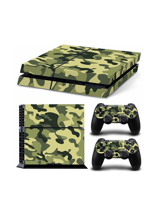3-Piece Excellent Army  Printed Gaming Console And Controller Skin Sticker Set For PlayStation 4