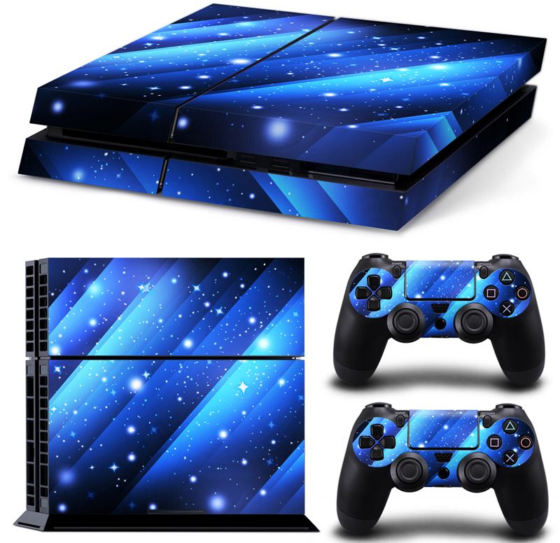 3-Piece Sky Blue Printed Gaming Console And Controller Skin Sticker Set For PlayStation 4 - Image 3