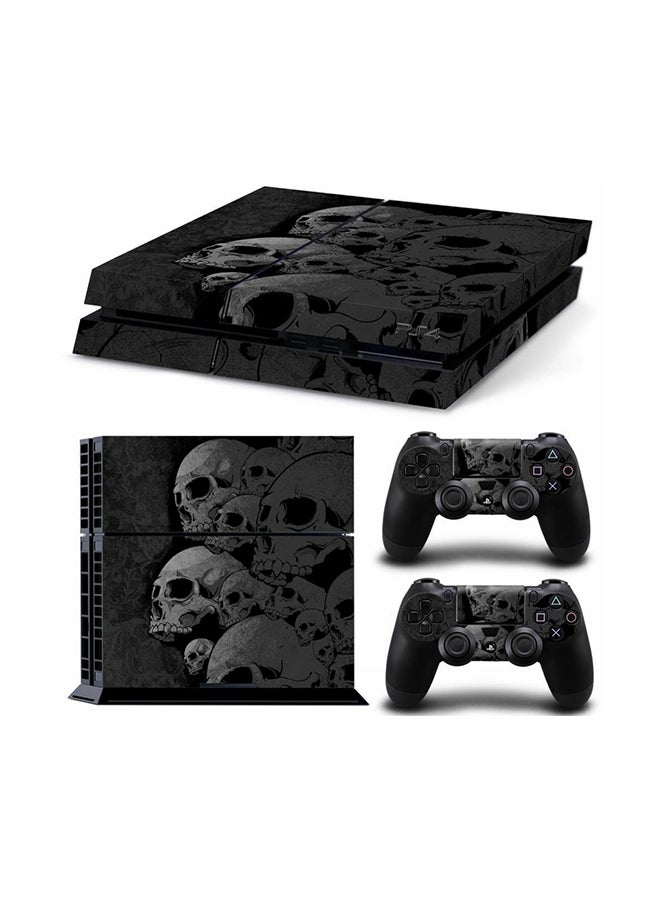 3-Piece Skull Printed Gaming Console And Controller Skin Sticker Set For PlayStation 4 - v1600672149/N39931336A_1