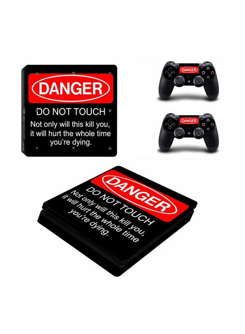2-Piece Danger Printing Gaming Controller Skin Sticker Set For PlayStation 4
