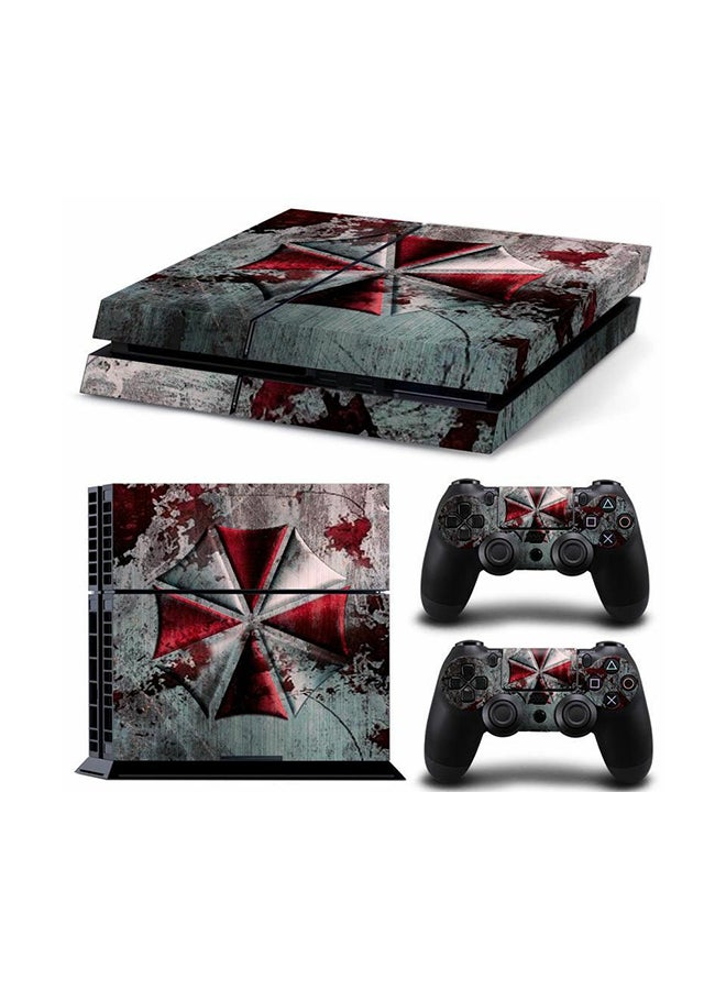 3-Piece Glossy Printed Gaming Console And Controller Skin Stickers Set For Sony PlayStation 4