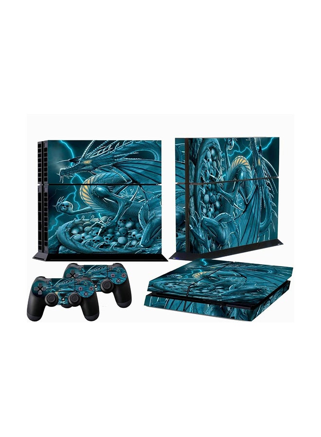 مجموعة ملصقات لجهاز الألعاب وذراع التحكم بطبعة تنين لجهاز سوني بلايستيشن 4 من 3 قطع