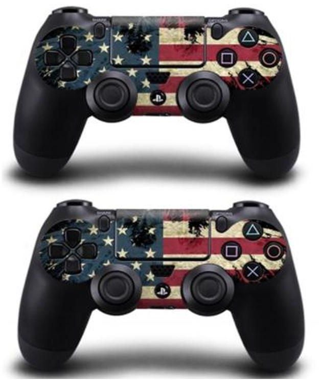 مجموعة ملصقات بطبعة علم أمريكا لهيكل جهاز الألعاب وذراع التحكم لجهاز بلايستيشن 4 من سوني من 3 قطع - Image 3