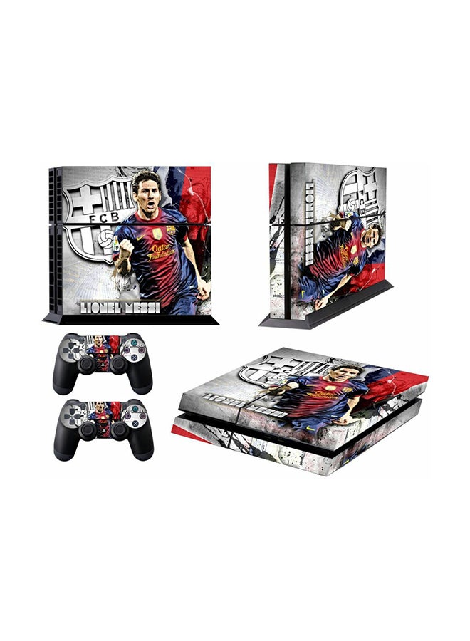 3-Piece Lionel Messi Barcelona Printed Gaming Console And Controller Skin Stickers Set For Sony PlayStation 4  - Image 1