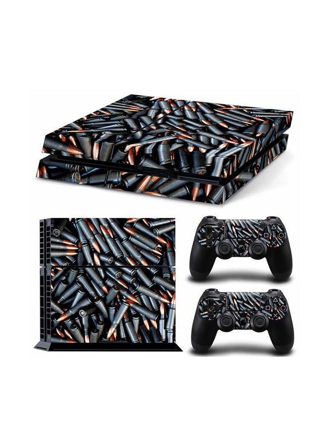 3-Piece Machine Gun Bullets Printed Gaming Console And Controller Skin Stickers Set For Sony PlayStation 4