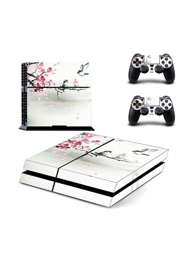 ملصقات تغليف لجهاز الألعاب بلايستيشن 4 ولذراعي التحكم بطبعة زهرة البرقوق من 3 قطع - Image 1