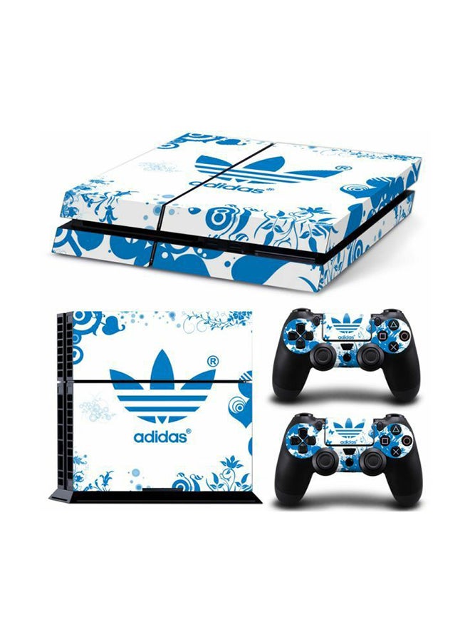مجموعة ملصقات بطبعة شعار "Adidas" لجهاز الألعاب بلايستيشن 4 وذراعي التحكم من 3 قطع طراز 1619 