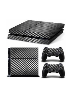 3-Piece Carbon Fibre Console And Controller Sticker Set For PlayStation 4