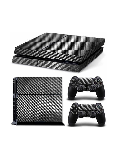 3-Piece Carbon Fibre Console And Controller Sticker Set For PlayStation 4