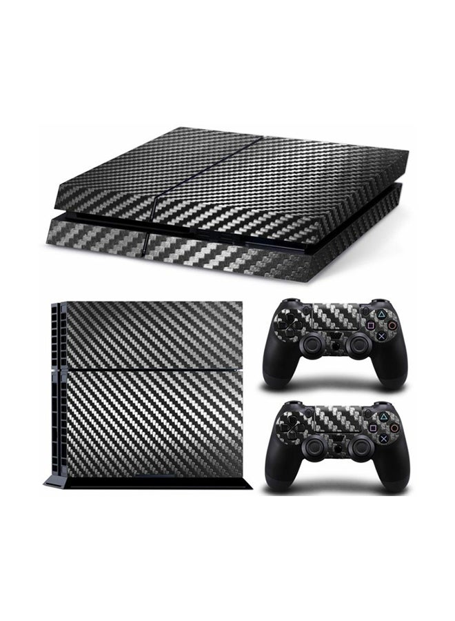 Generic - 3-Piece Carbon Fibre Console And Controller Sticker Set For PlayStation 4 - Image 1