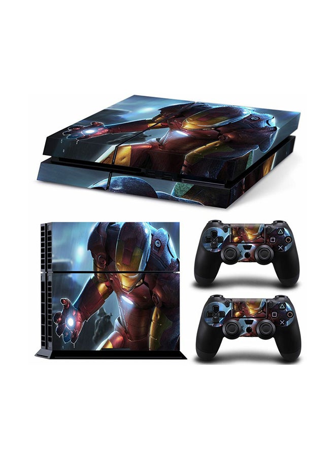 طقم ملصقات بطبعة فيلم Iron Man لجهاز الألعاب بلايستيشن 4 وذراع التحكم  من 3 قطع طراز Tn-ps4-1575 