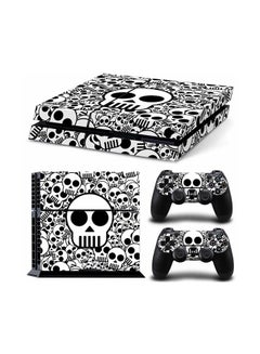 3-Piece White Black Skull Console And Controller Sticker Set For PlayStation 4