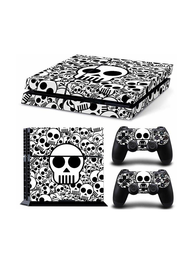 SEEKYOU - 3-Piece White Black Skull Console And Controller Sticker Set For PlayStation 4 - Image 1