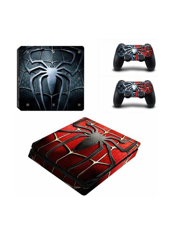 Decalac 3-Piece Skin Sticker Cover For PS4 Slim And 2 Controller Set , Spider 