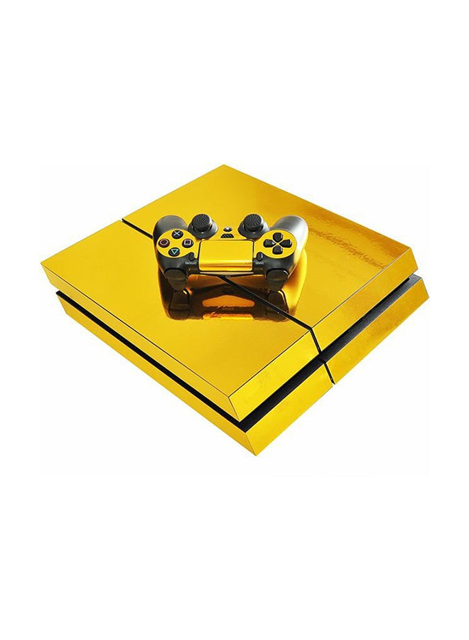 Decalac 3-Piece Skin Sticker Cover For PS4 And 2 Controller Set , Pure Gold - Image 1