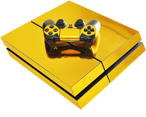 Decalac 3-Piece Skin Sticker Cover For PS4 And 2 Controller Set , Pure Gold - Image 2
