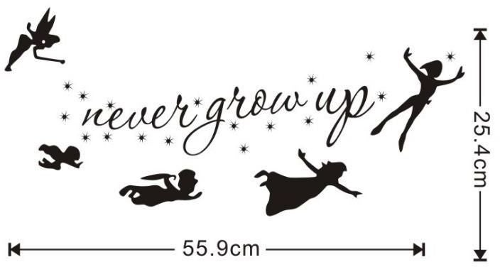 Never Give Up Wall Sticker Letter Wall Decal Elf Cartoon Room Stick Wall Removable Sticker Decors Black - Image 3
