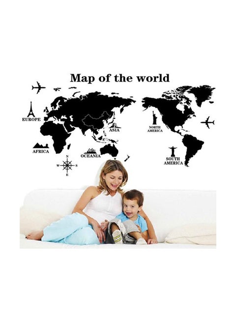 World Map Bedroom Living Room Tv Background Wall Sticker Black 60x90cm