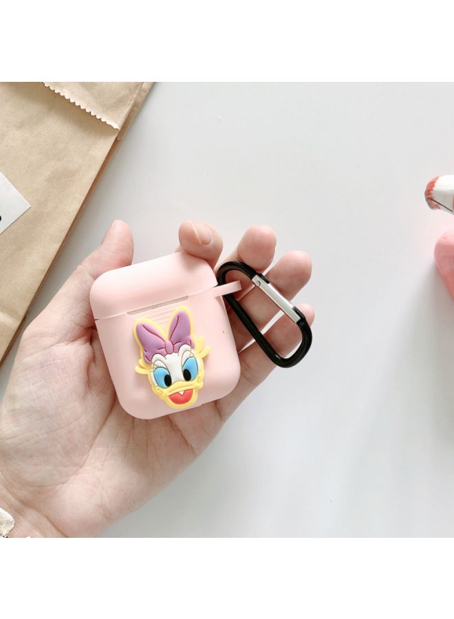 Beauenty Daisy Duck Protective Case Cover With Carabiner For Apple AirPods 1/2 Pink/Yellow/Purple - Image 2