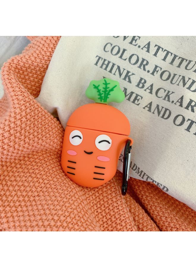 بيوينتي غطاء حماية واقٍ بتصميم شخصية كرتونية لسماعة أبل آيربودز 1/ 2 برتقالي/أبيض/أسود - Image 3
