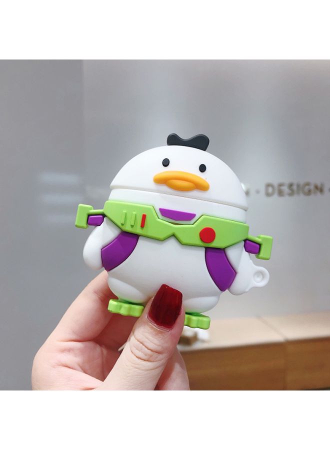 Beauenty Cartoon Printed Case Cover With Carabiner For Apple AirPods 1/2 White/Green/Purple - Image 2