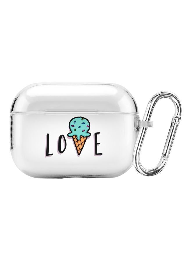 Stylizedd Classic Series Love Ice Cream Cone Printed Case Cover With Carabiner For Apple AirPods Pro Clear/Black/Blue - Image 1