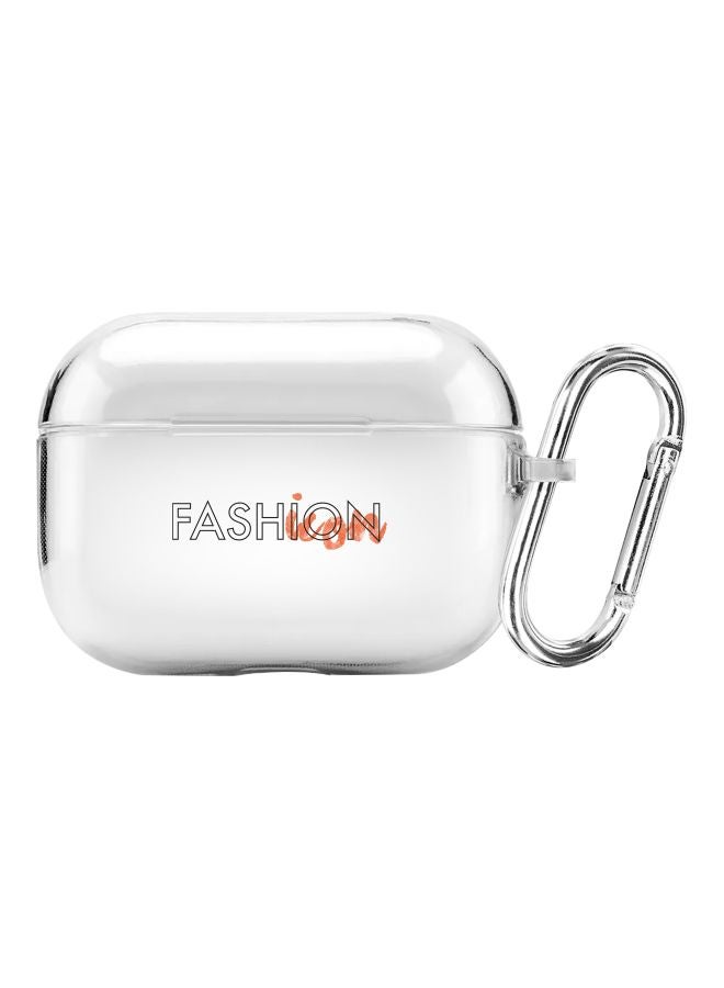 Classic Series Fashion Icon Printed Case Cover With Carabiner For Apple AirPods Pro Clear/Black/Orange