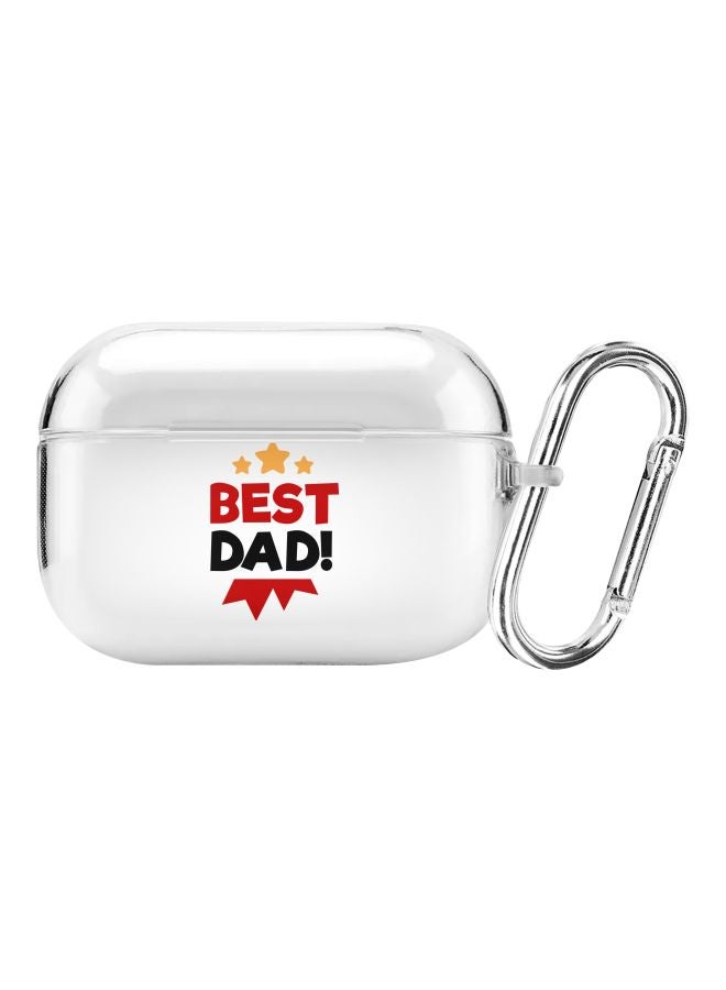 Stylizedd Classic Clear Series Best Dad Printed Case Cover With Carabiner For Apple AirPods Pro Clear/Red/Black  - Image 1